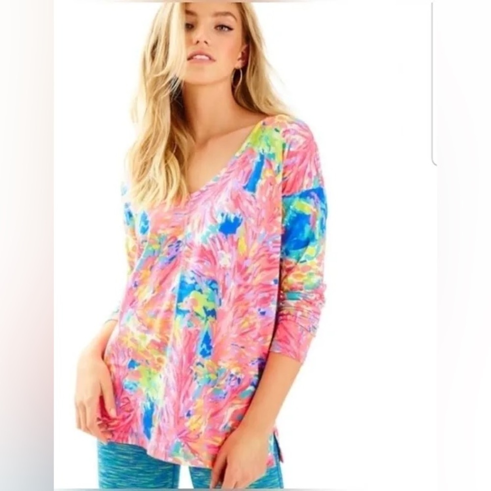 Lilly Pulitzer Treena Top Multi Palm Beach Coral Pink